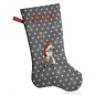 Preview: Nikolausstiefel Rentier Stofffarbe grau Name feuerrot
